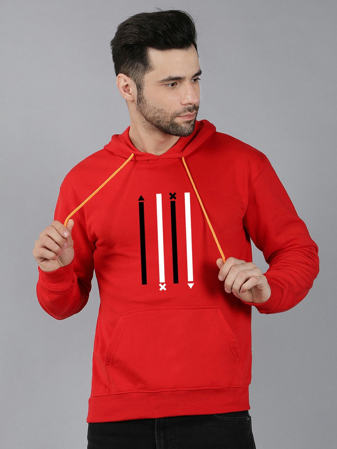 

Fashion And Youth Graphic Printed Hooded Fleece Pullover, Red