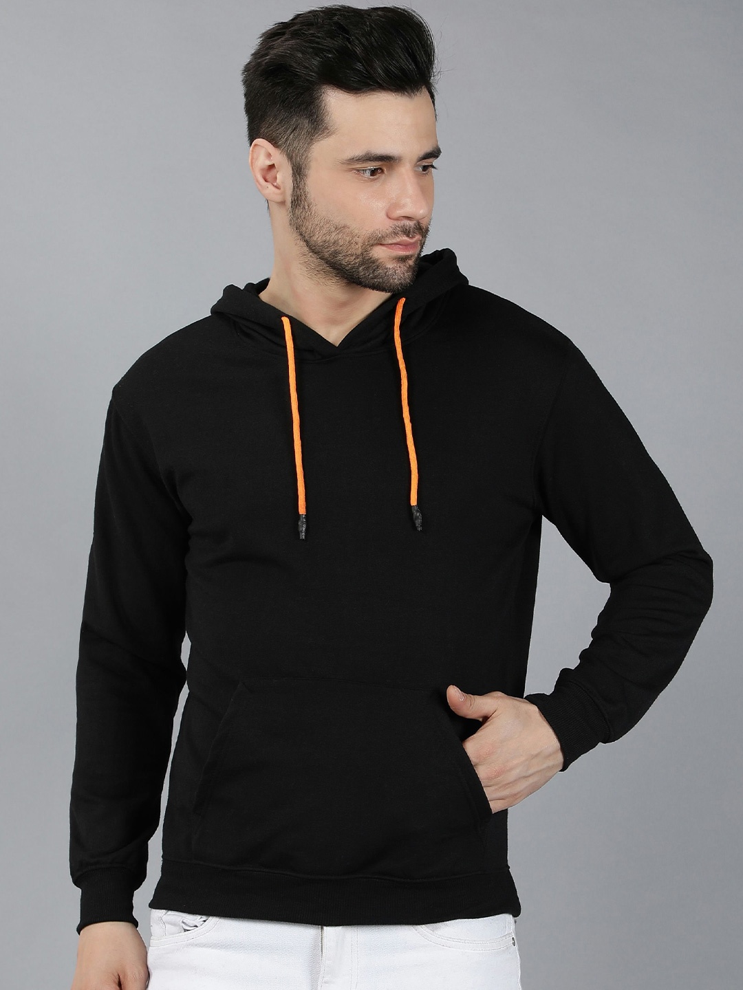 

Fashion And Youth Hooded Long Sleeves Fleece Sweatshirt, Black
