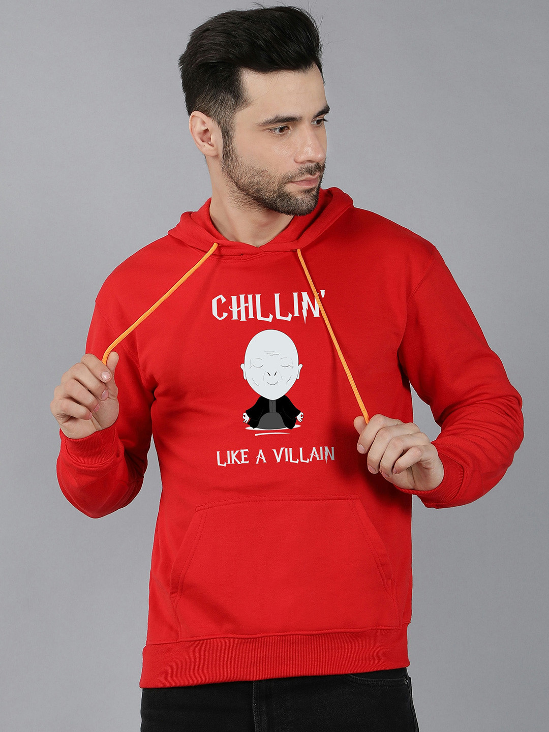 

Fashion And Youth Graphic Printed Hooded Sweatshirt, Red