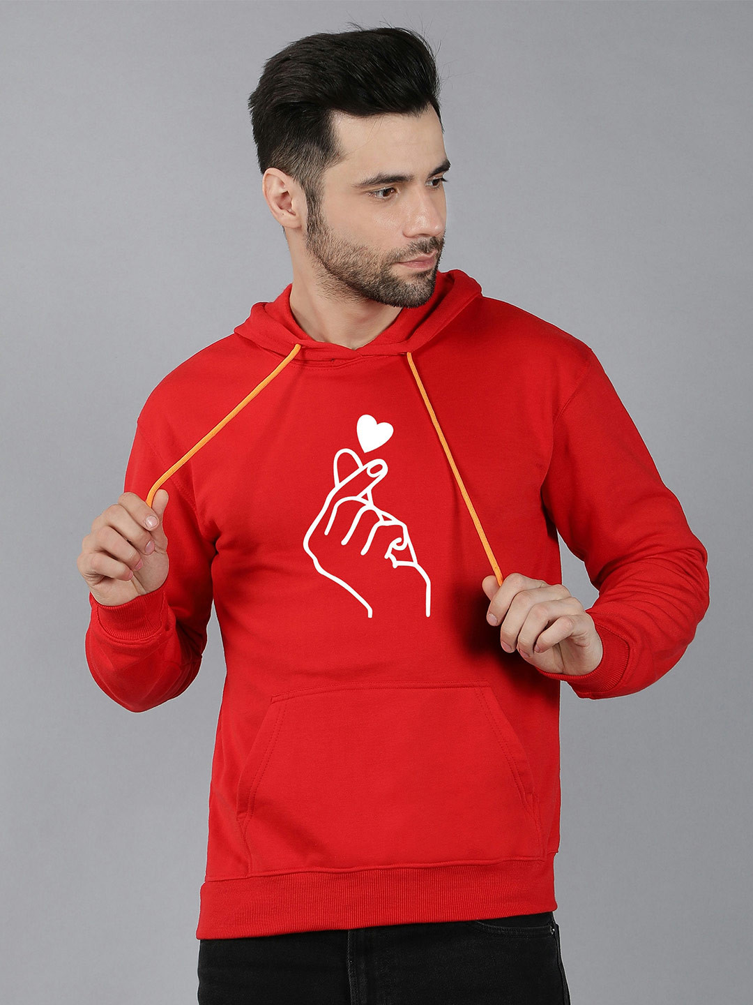 

Fashion And Youth Graphic Printed Hooded Sweatshirt, Red