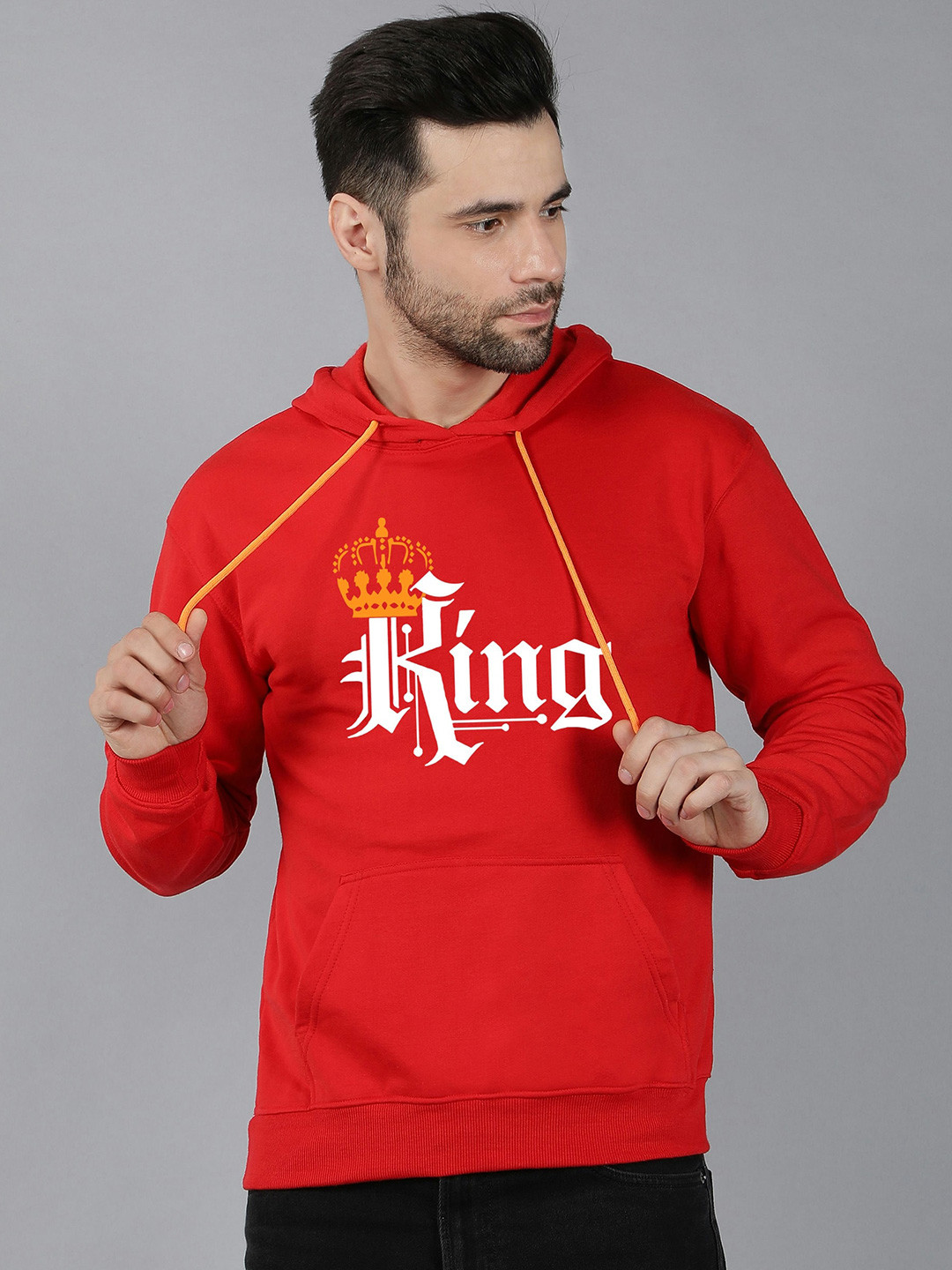

Fashion And Youth Typography Printed Hooded Pullover Sweatshirt, Red