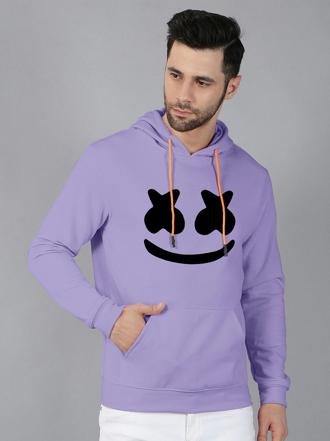 

Fashion And Youth Marshmello Printed Hooded Fleece Pullover Sweatshirt, Lavender