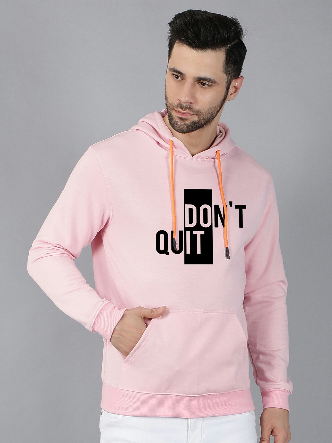 

Fashion And Youth Typography Printed Hooded Fleece Pullover Sweatshirt, Pink