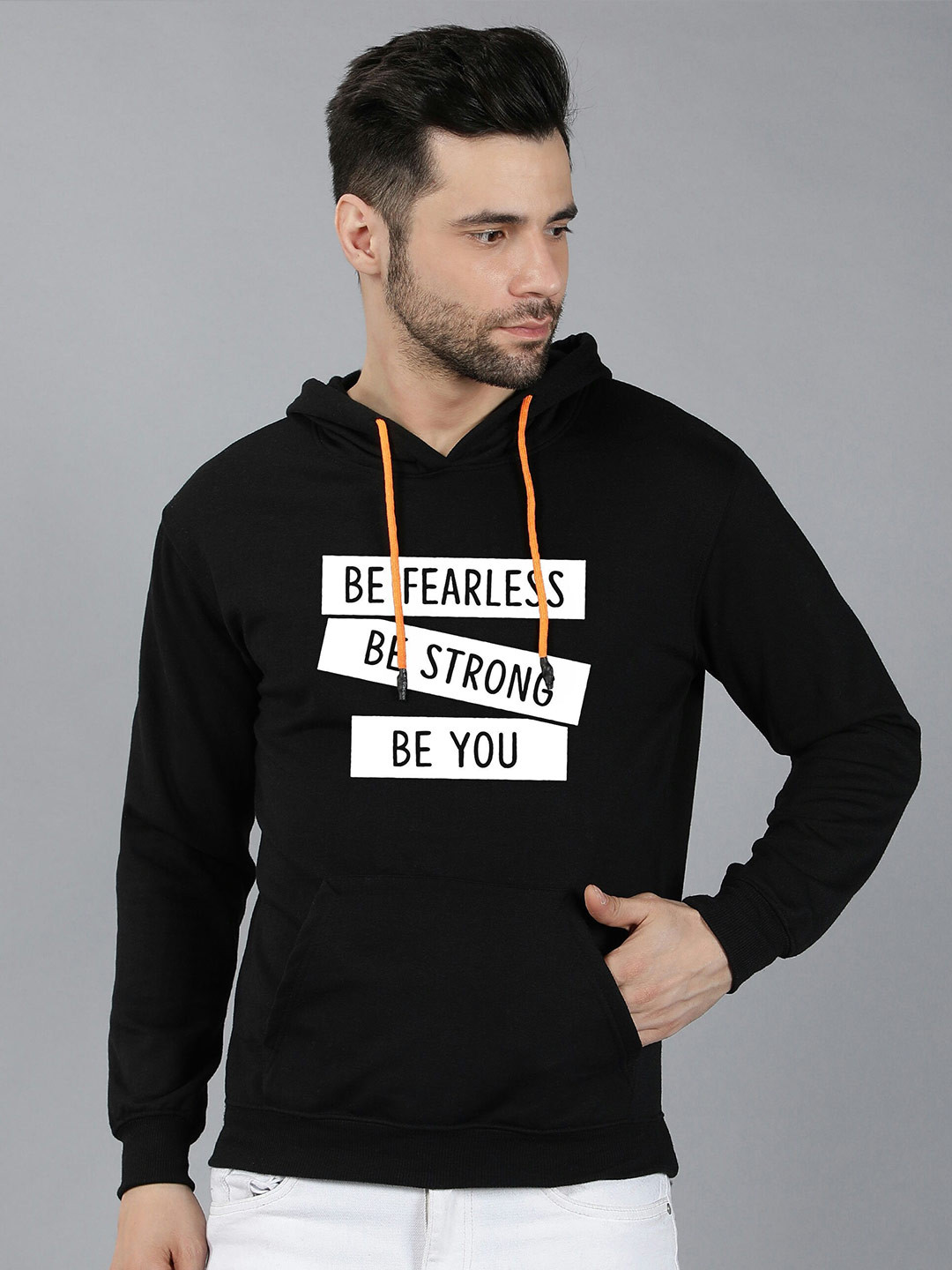 

Fashion And Youth Typography Printed Hooded Pure Cotton Sweatshirt, Black