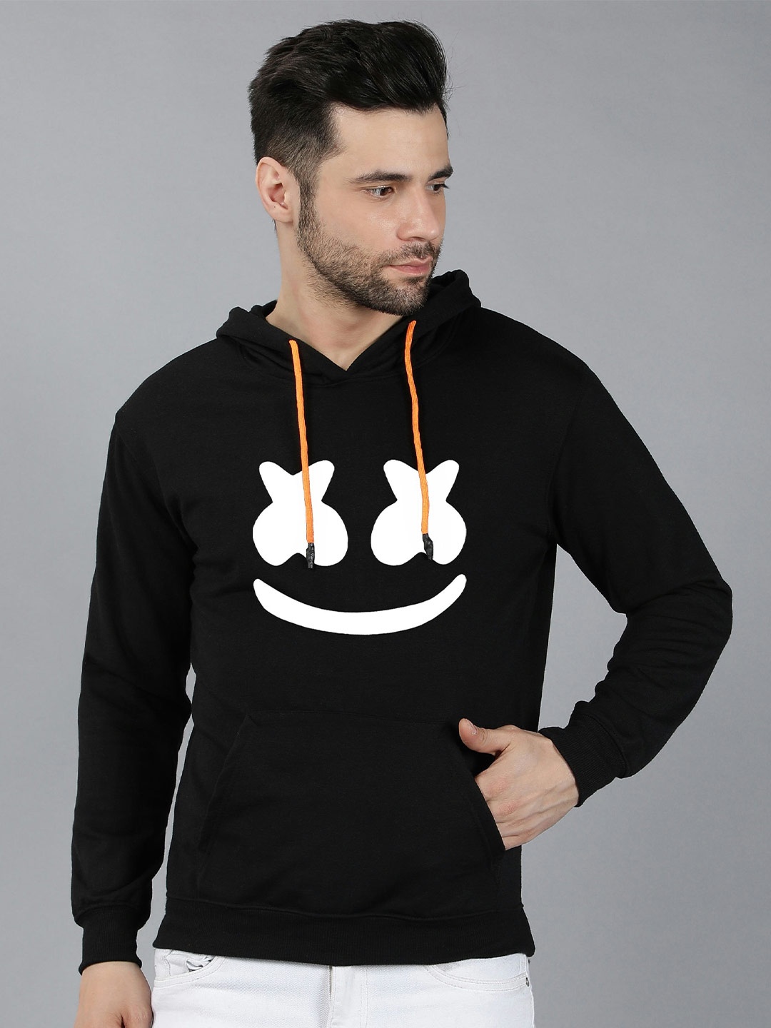 Fashion And Youth Graphic Printed Hooded Sweatshirt, Black