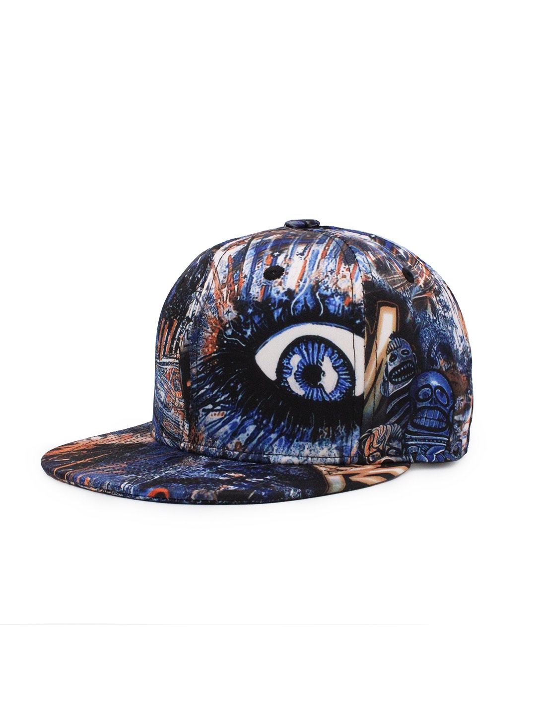 

JENNA Unisex Graphic Printed Adjustable Flat Cap, Blue