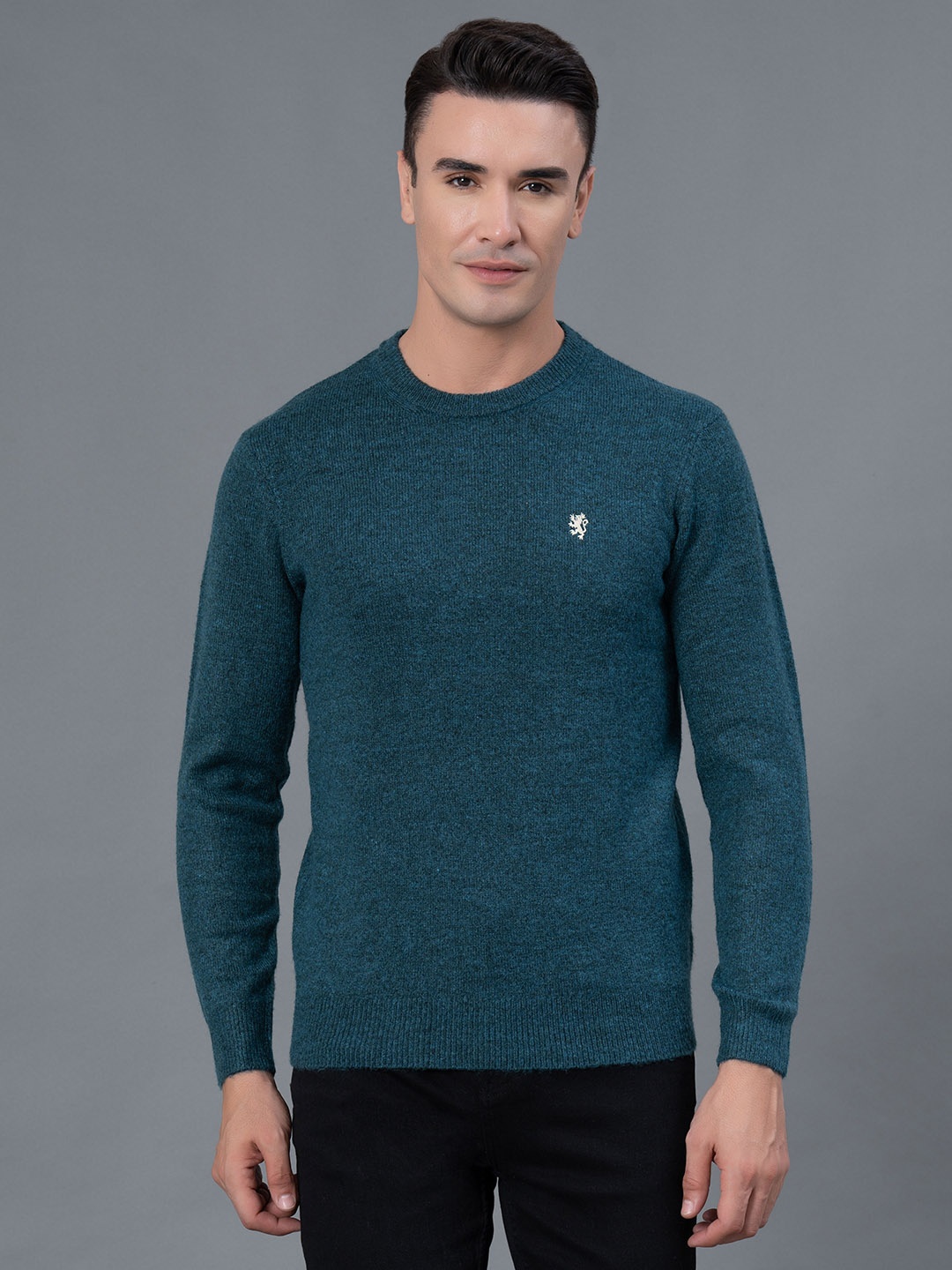 

Red Tape Men Melange Round Neck Sweater, Teal