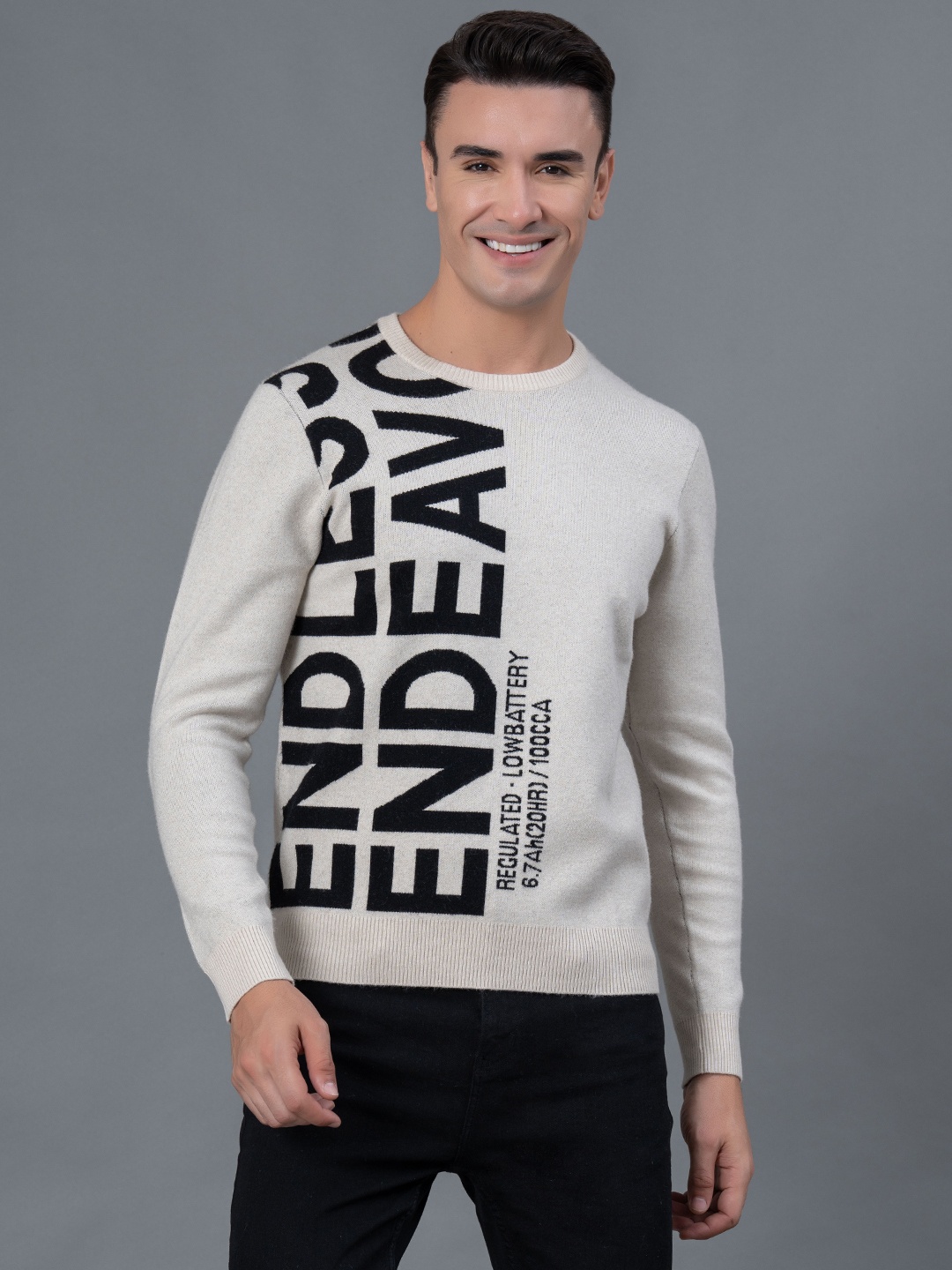 

Red Tape Men Typographic Print Sweater, Beige