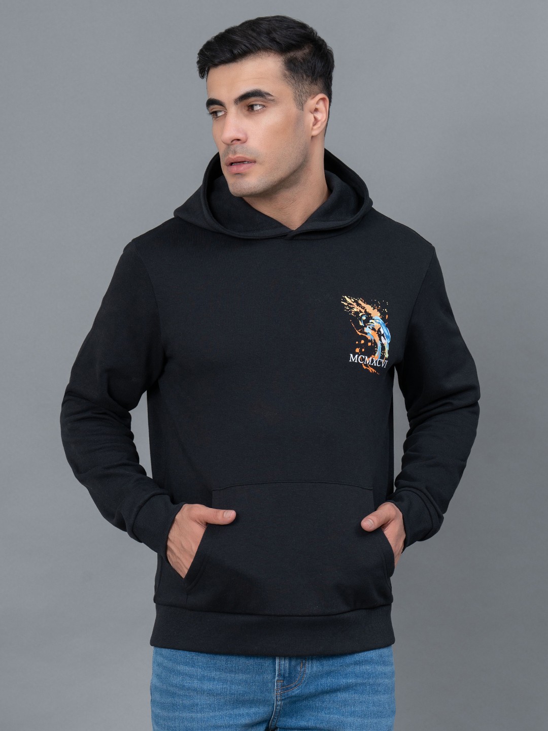 

Red Tape Men Men Graphic Fleece Print Sweatshirt, Black
