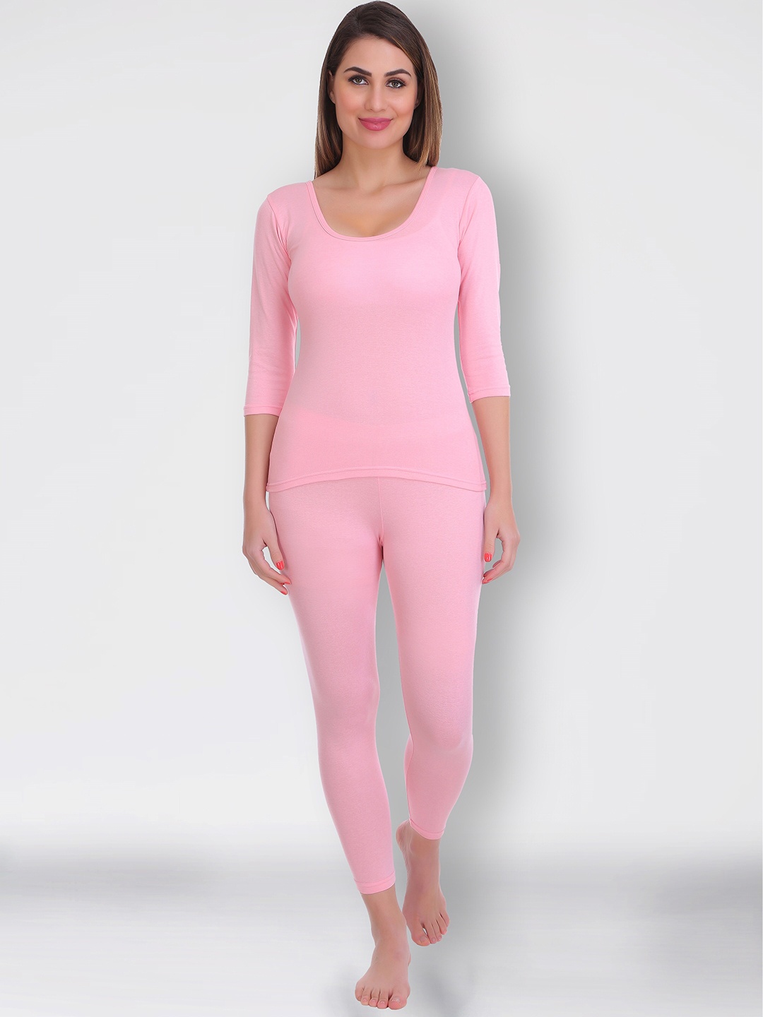 

SELFCARE Round Neck Thermal Set, Pink