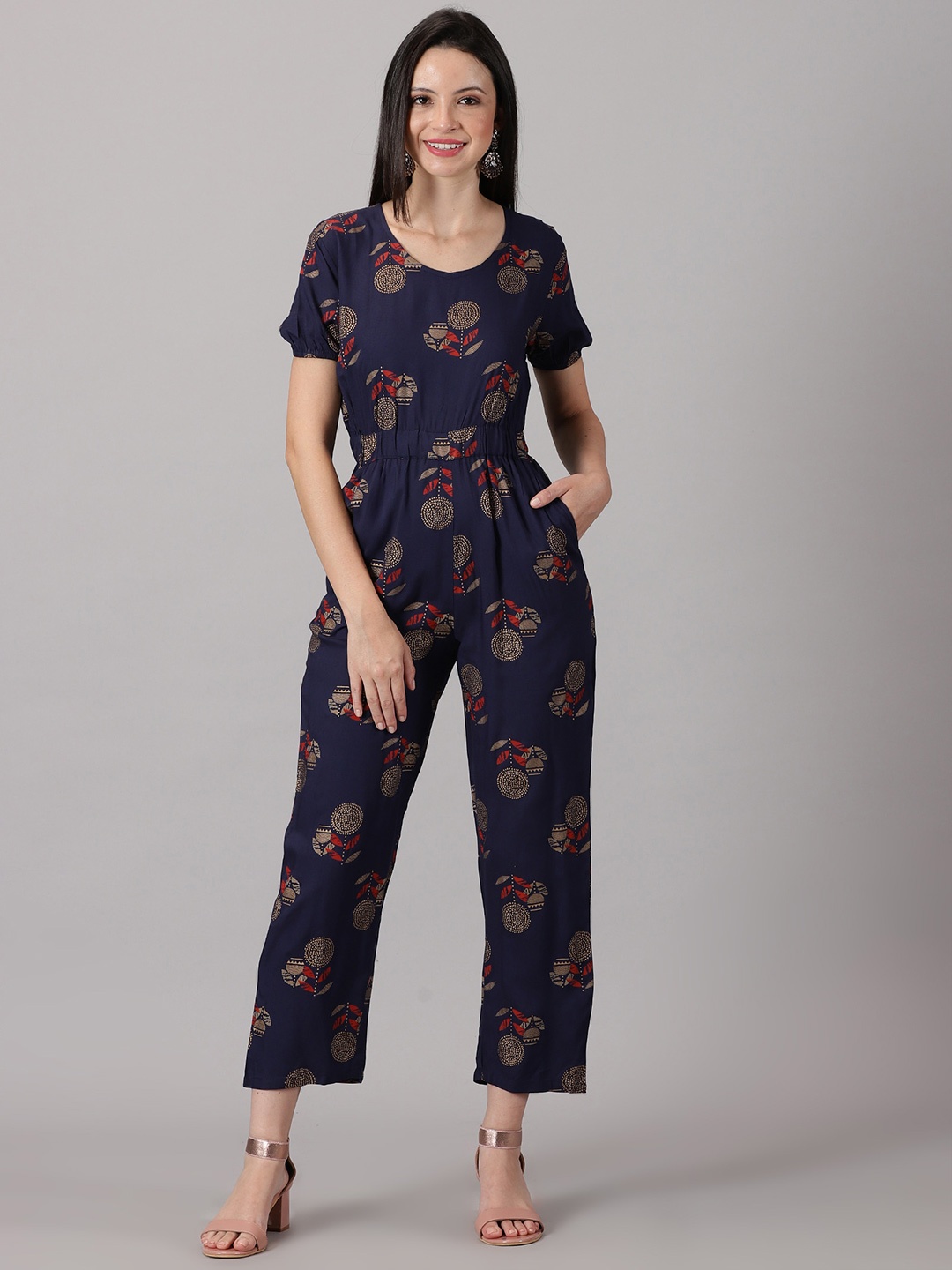 

DK FAB Printed Basic Jumpsuit, Blue