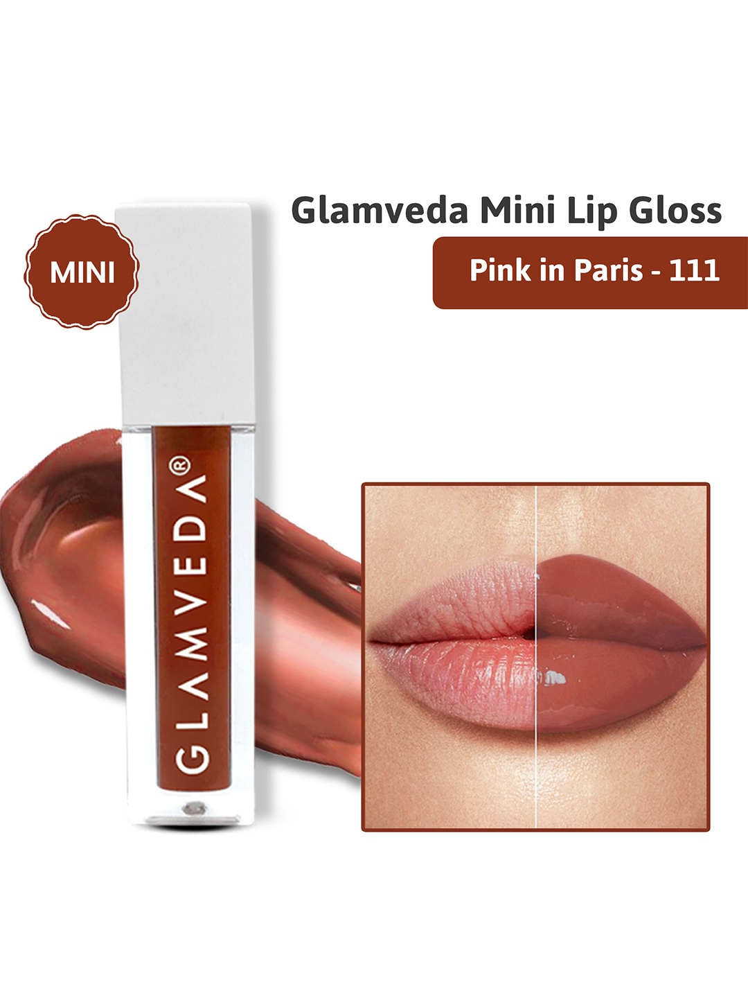 

GLAMVEDA Serum Infused Lip Gloss with Cocoa Butter 1.2 ml - Pink in Paris 111, Rust