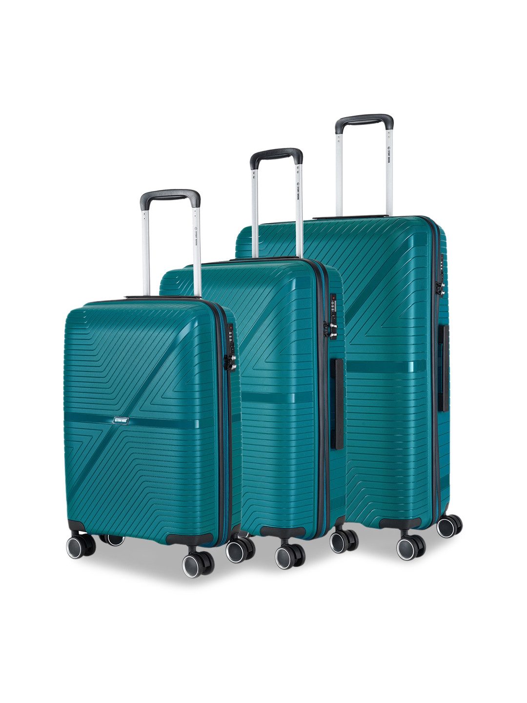 

Stony Brook by Nasher Miles Axis Set Of 3 Cabin, Medium And Large Trolley Bags - 214 L, Teal