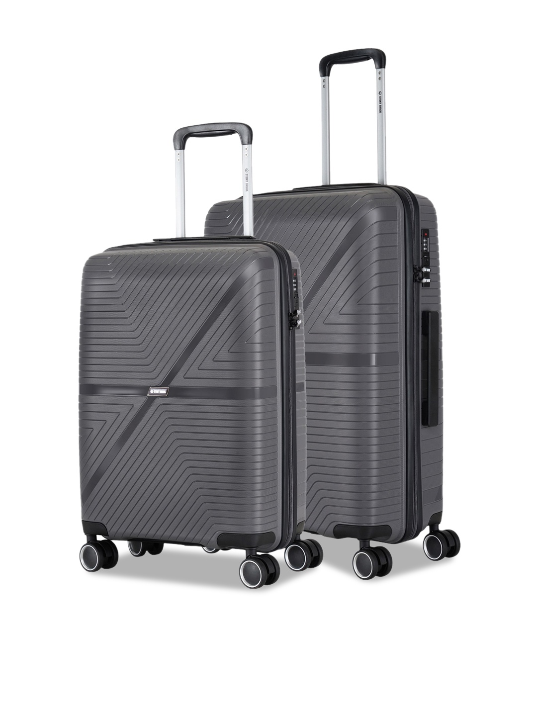 Stony Brook by Nasher Miles Axis Set Of 2 Hard-Sided Lightweight Trolley Suitcases, Grey