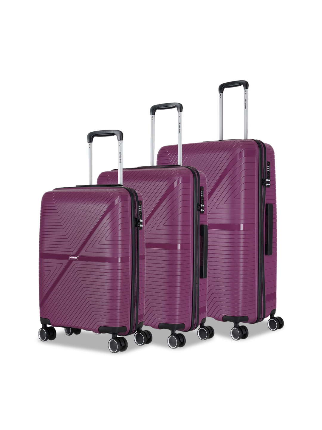 

Stony Brook by Nasher Miles Axis Set Of 3 Hard-Sided Trolley Suitcase Up to 50 Litres, Purple