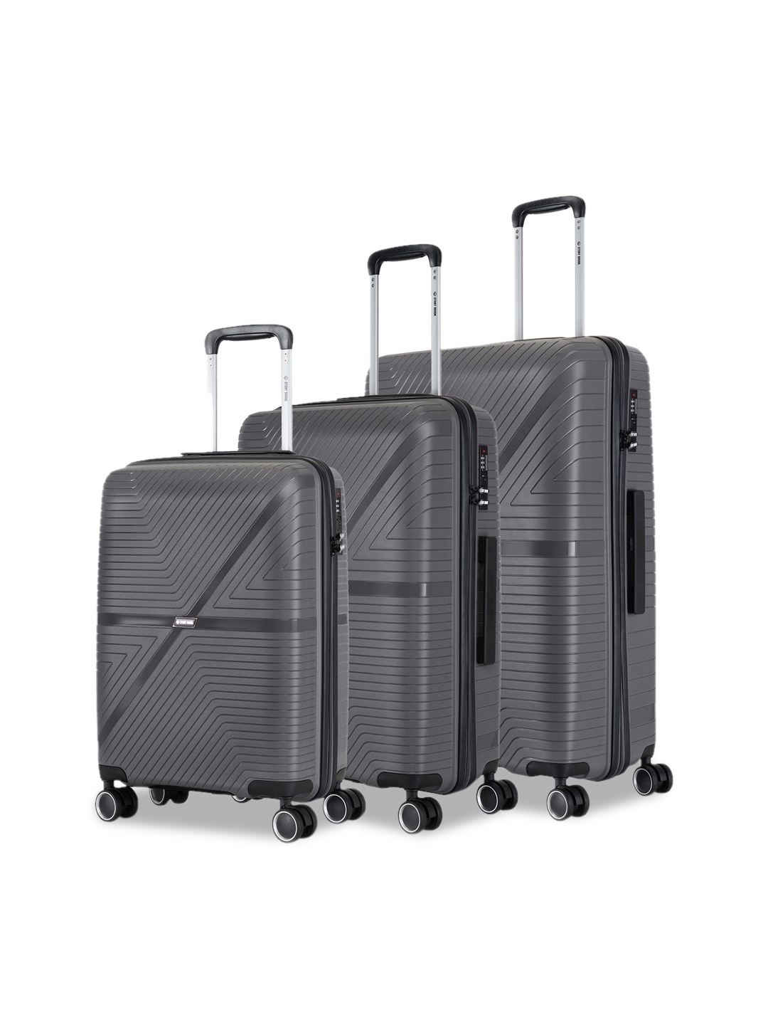 

Stony Brook by Nasher Miles Axis Set Of 3 Hard-Sided Trolley Suitcase-214L, Grey