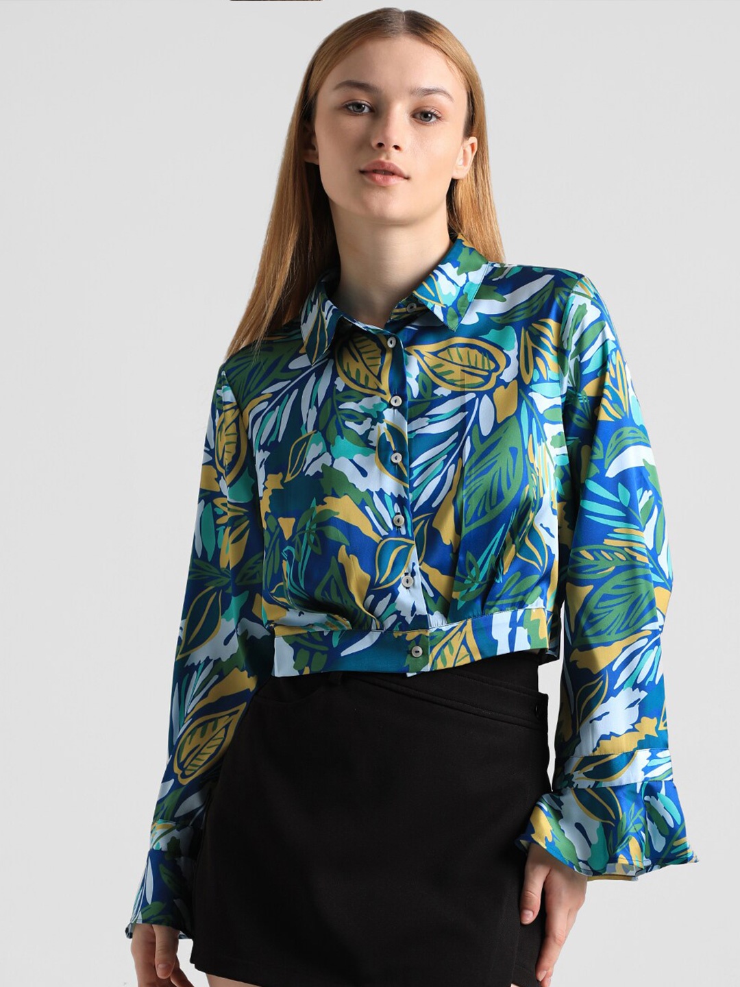 

ONLY Slim Fit Floral Printed Casual Shirt, Blue