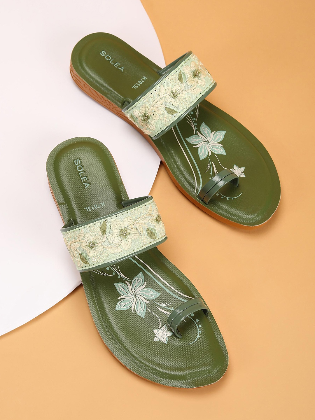 

Paragon Embroidered Comfortable Flats, Green