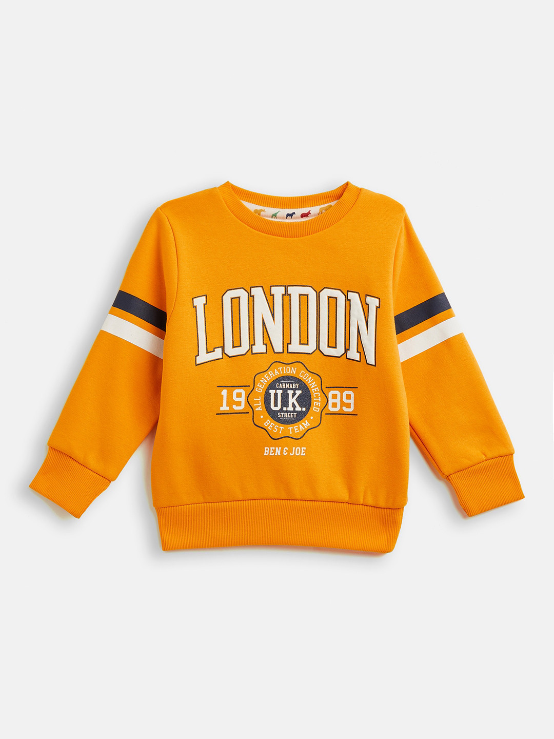 

Ben & Joe Boys Alphanumeric Printed Long Sleeve Pullover Sweatshirt, Yellow