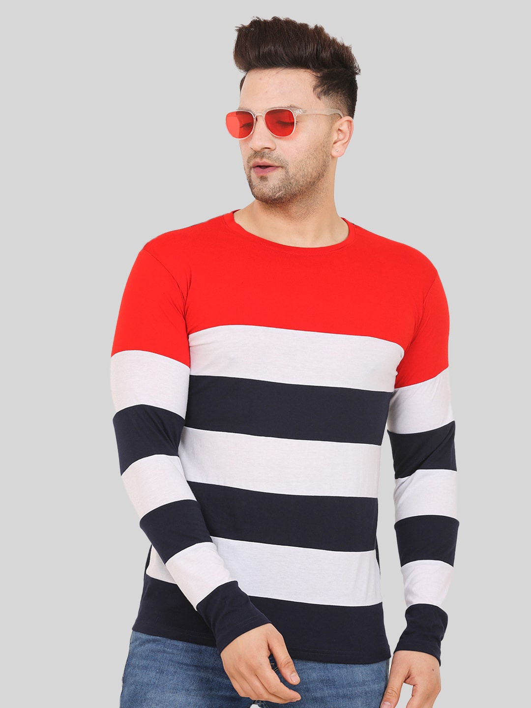 

Leotude Striped Regular Fit Casual T-shirt, Orange