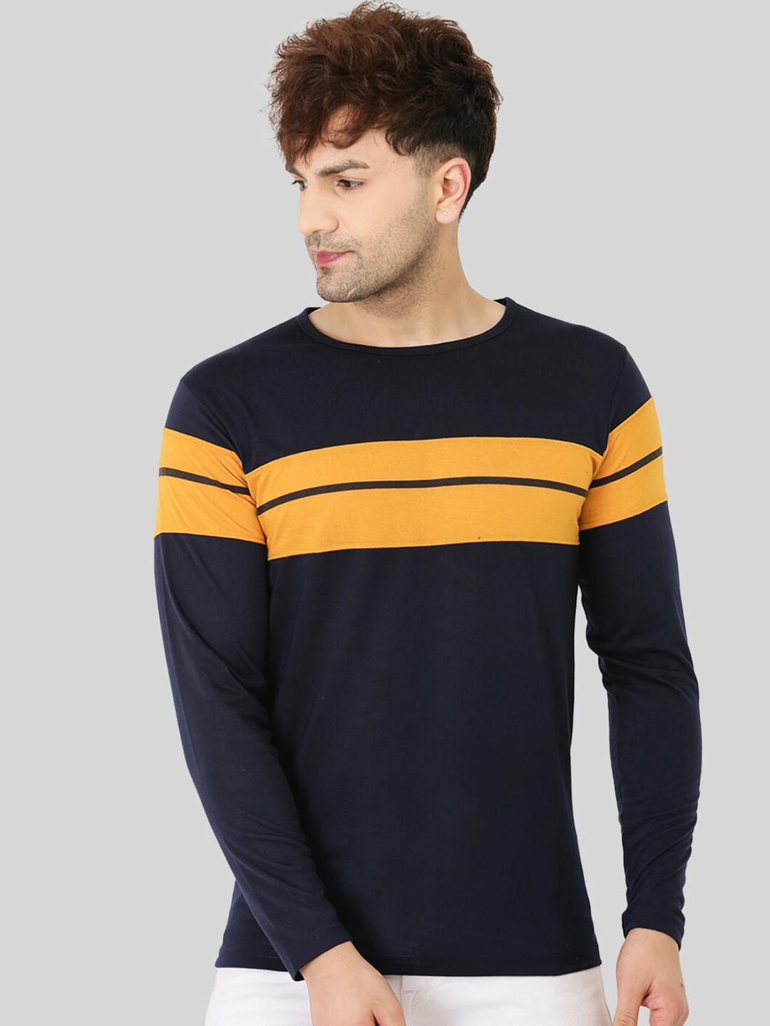 

Leotude Striped Regular Fit Casual T-shirt, Navy blue