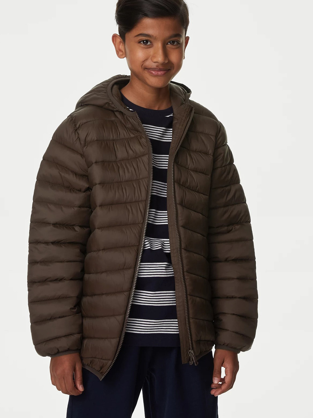

Marks & Spencer Boys Hooded Lightweight Padded Jacket, Brown
