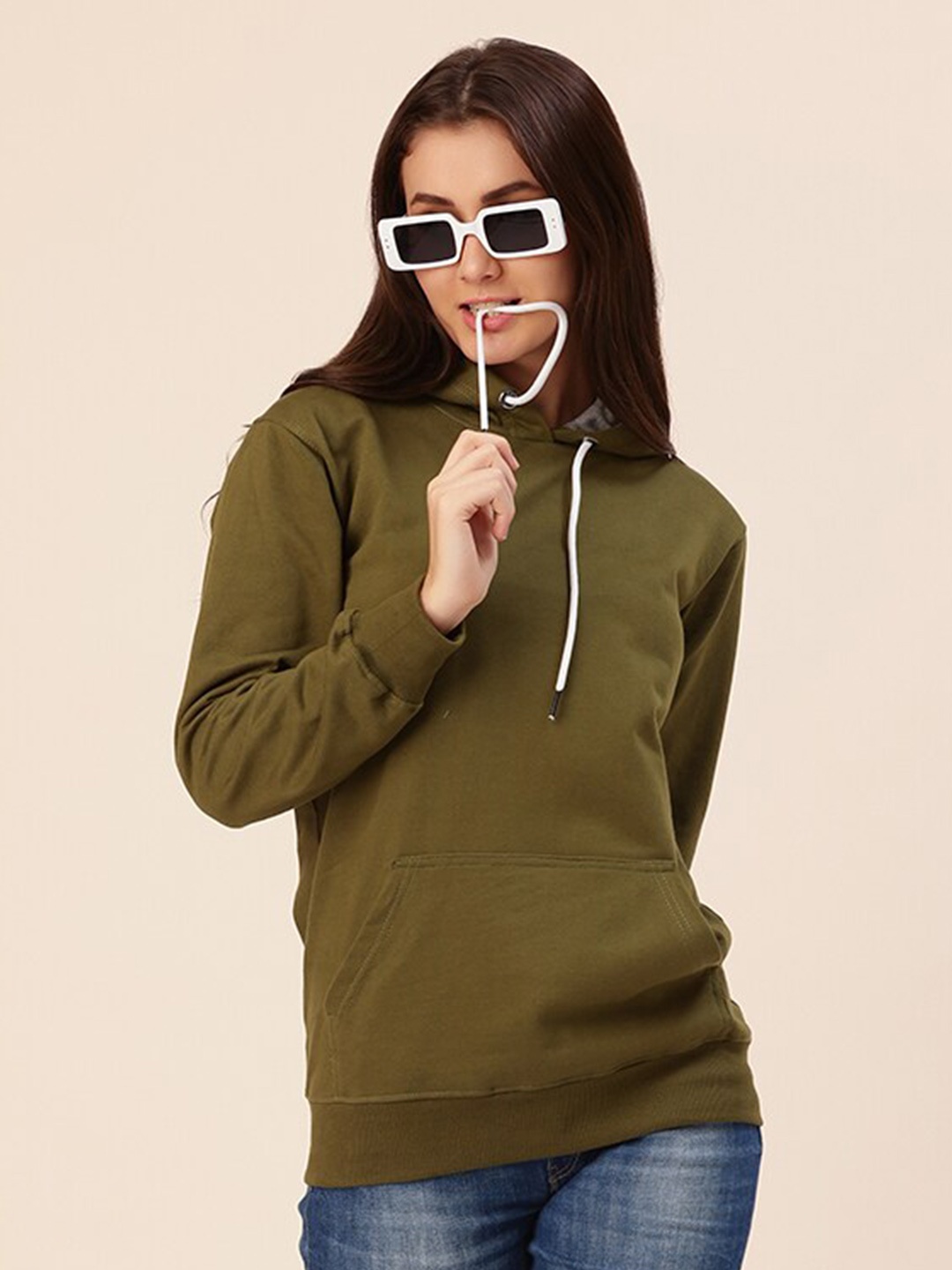 

Lounge Dreams Hooded Pure Cotton Pullover Sweatshirt, Green