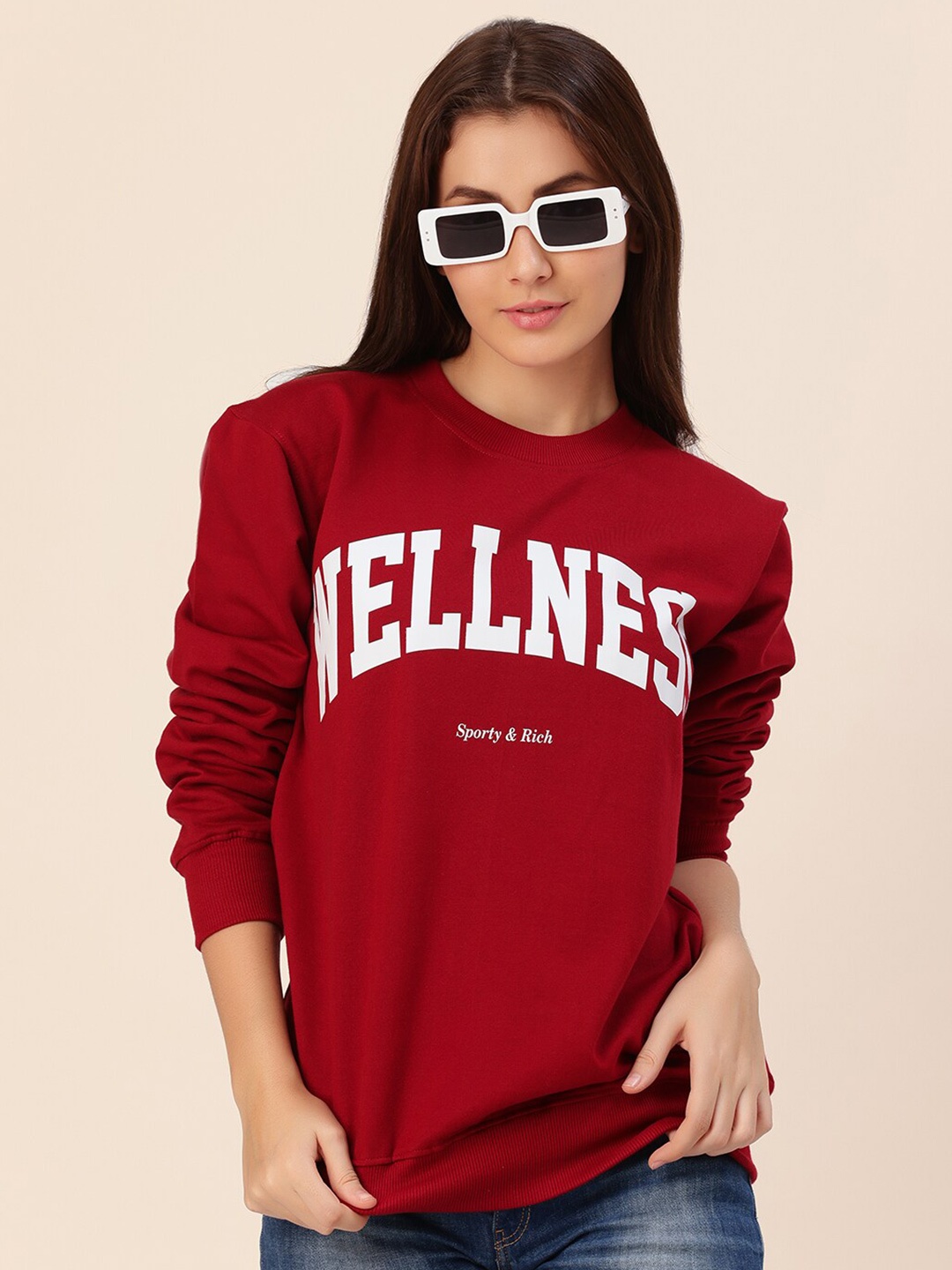 

Lounge Dreams Typographic Printed Pure Cotton Sweatshirt, Maroon