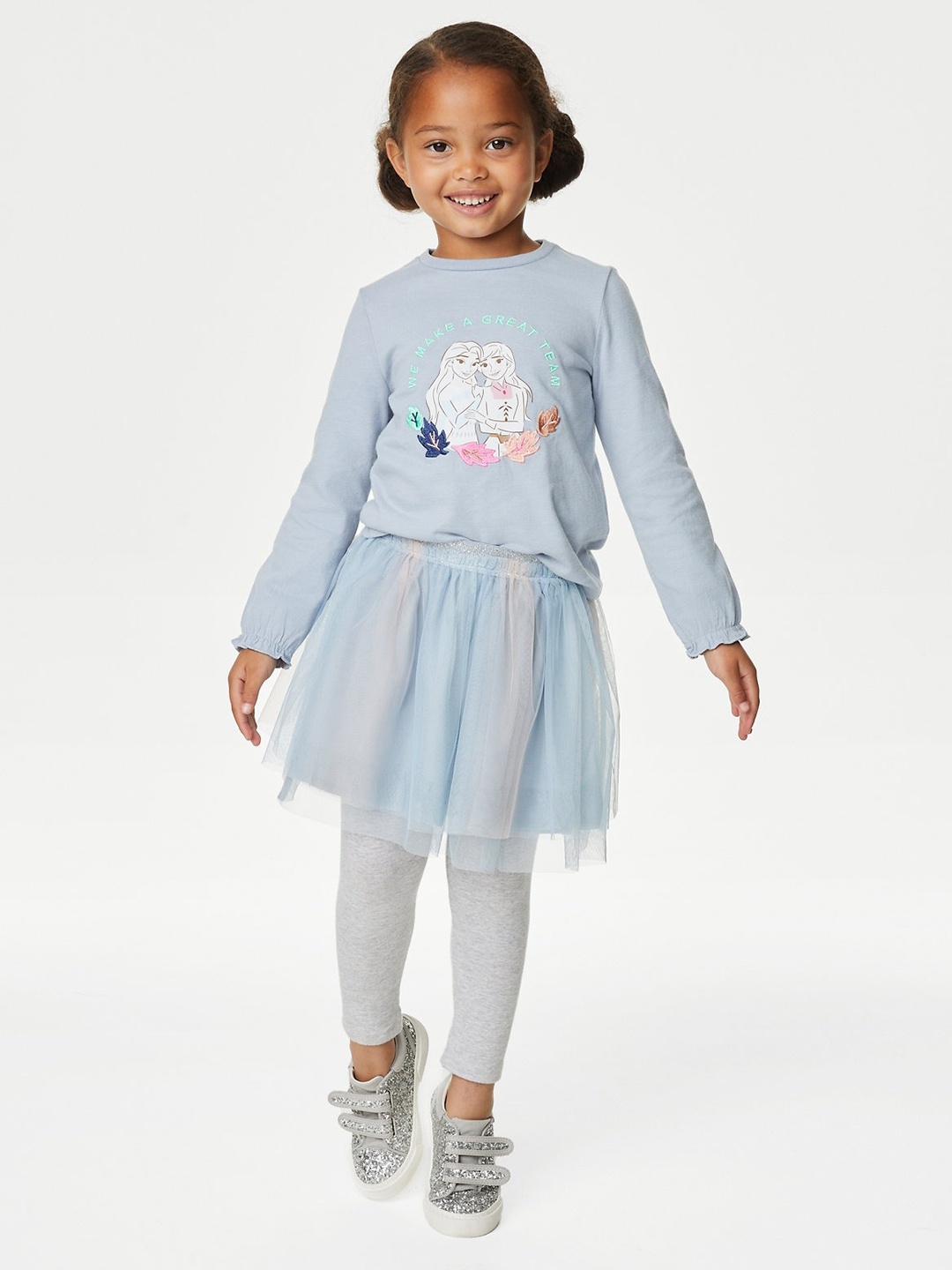 

Marks & Spencer Girls Printed Pure Cotton T-shirt With Skirt, Blue