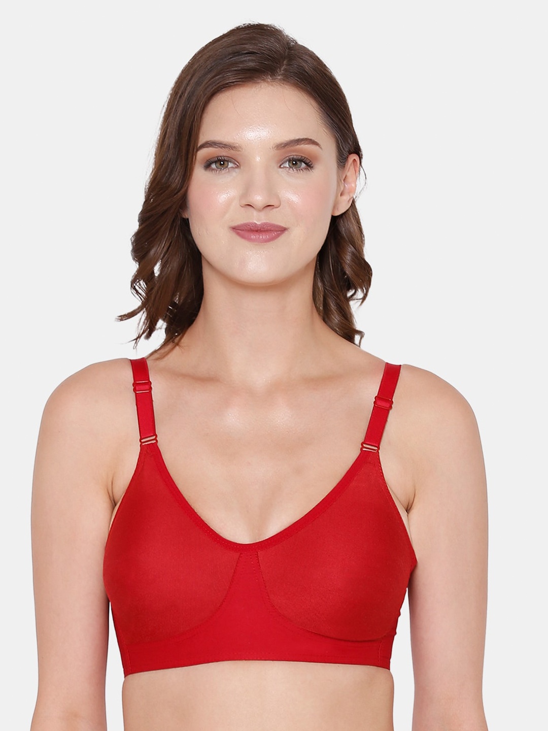 

Souminie Full Coverage Non Padded Non-Wired Cotton Everyday Bra With All Day Comfort, Red