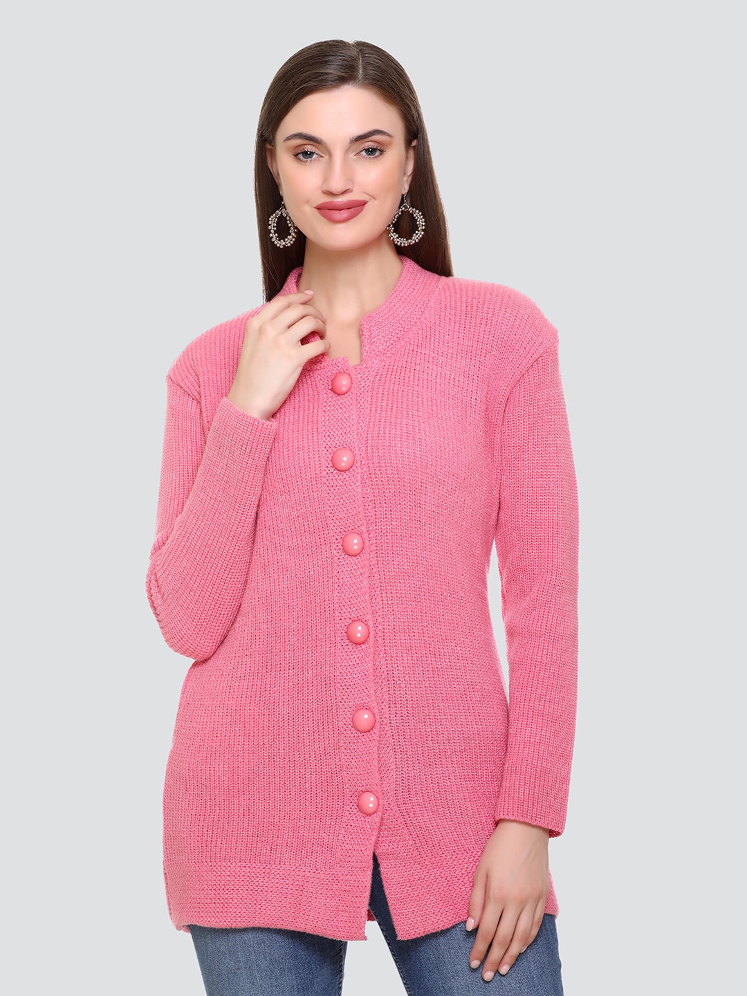 

Concede Ribbed Longline Acrylic Cardigan, Pink