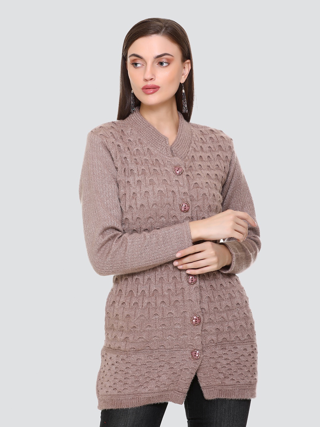 

Concede Self Design Longline Acrylic Cardigan, Grey