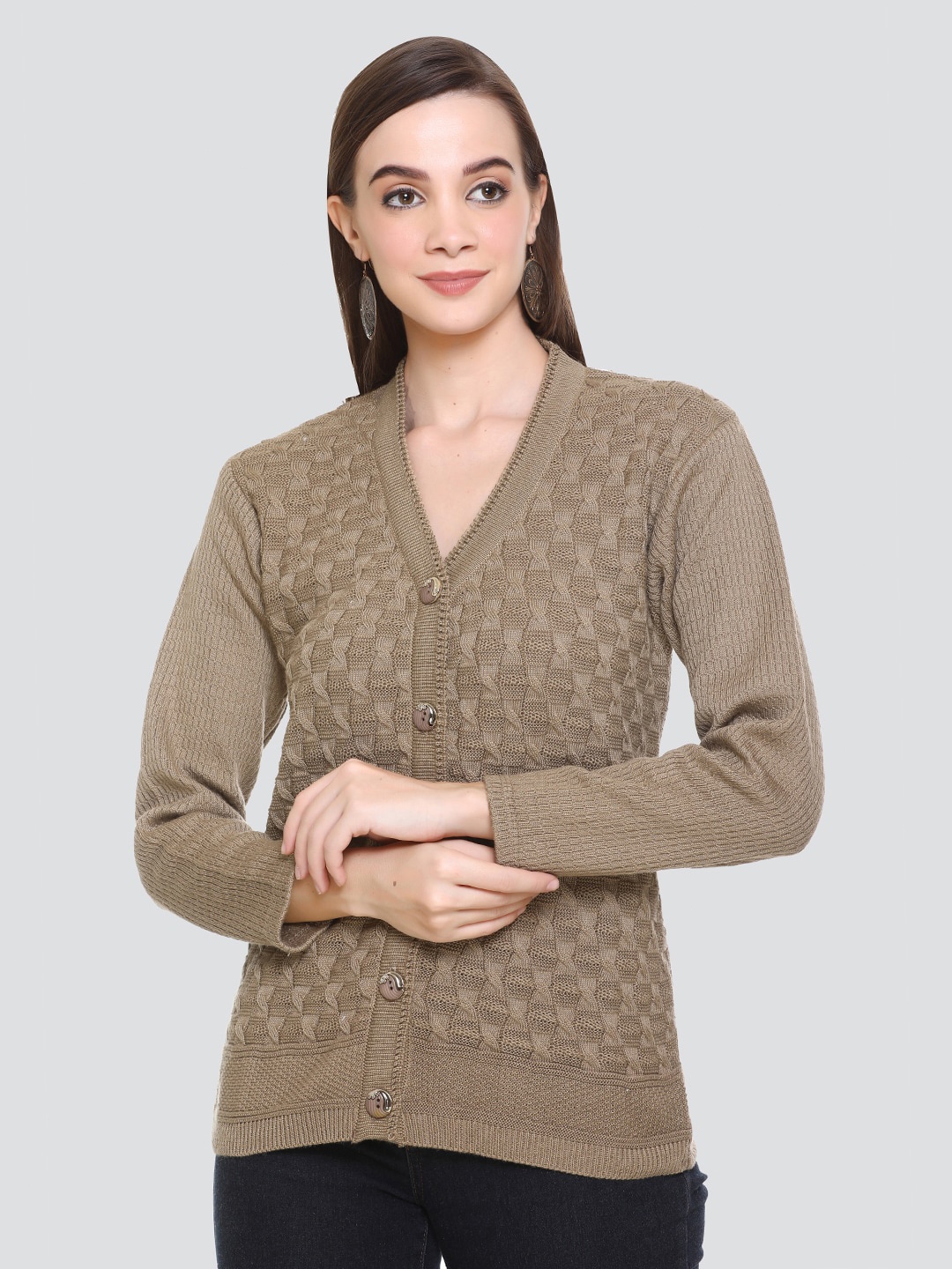

Concede Self Design Acrylic Cardigan, Grey