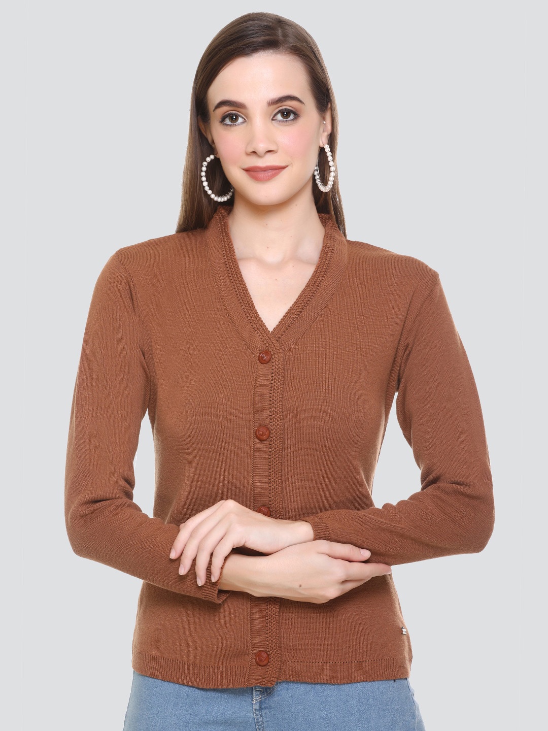 

Concede V-Neck Acrylic Cardigan, Camel brown