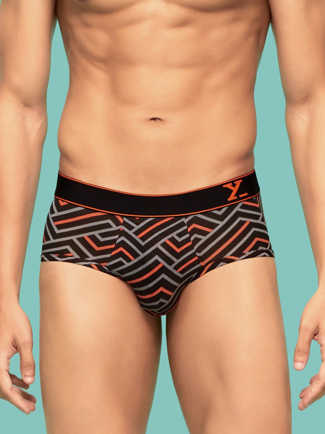 

XYXX Men Relaxed Fit Printed Parallax Intellifresh Cotton Brief, Black