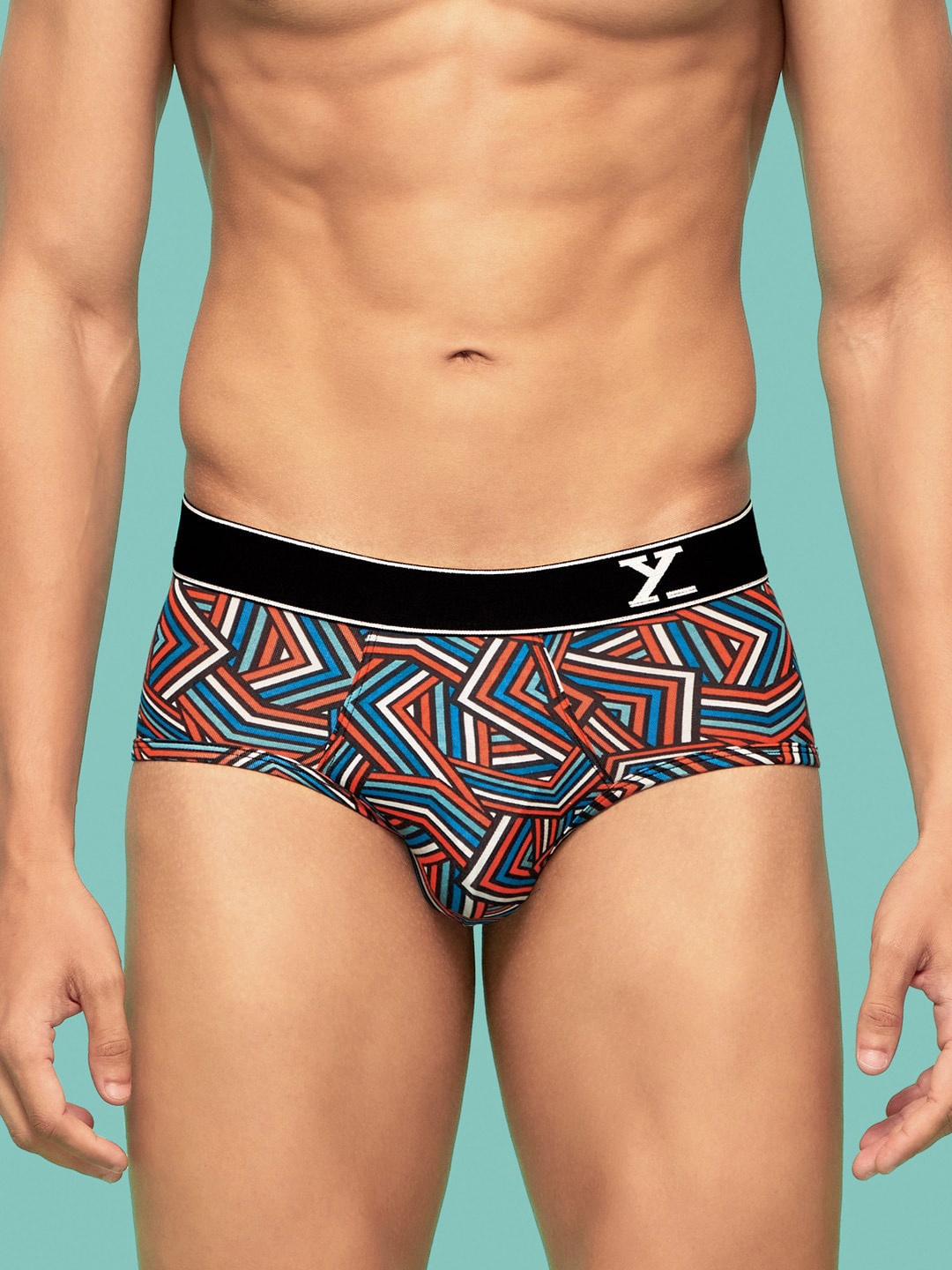 

XYXX Men Relaxed Fit Printed Parallax Intellifresh Cotton Brief, Red