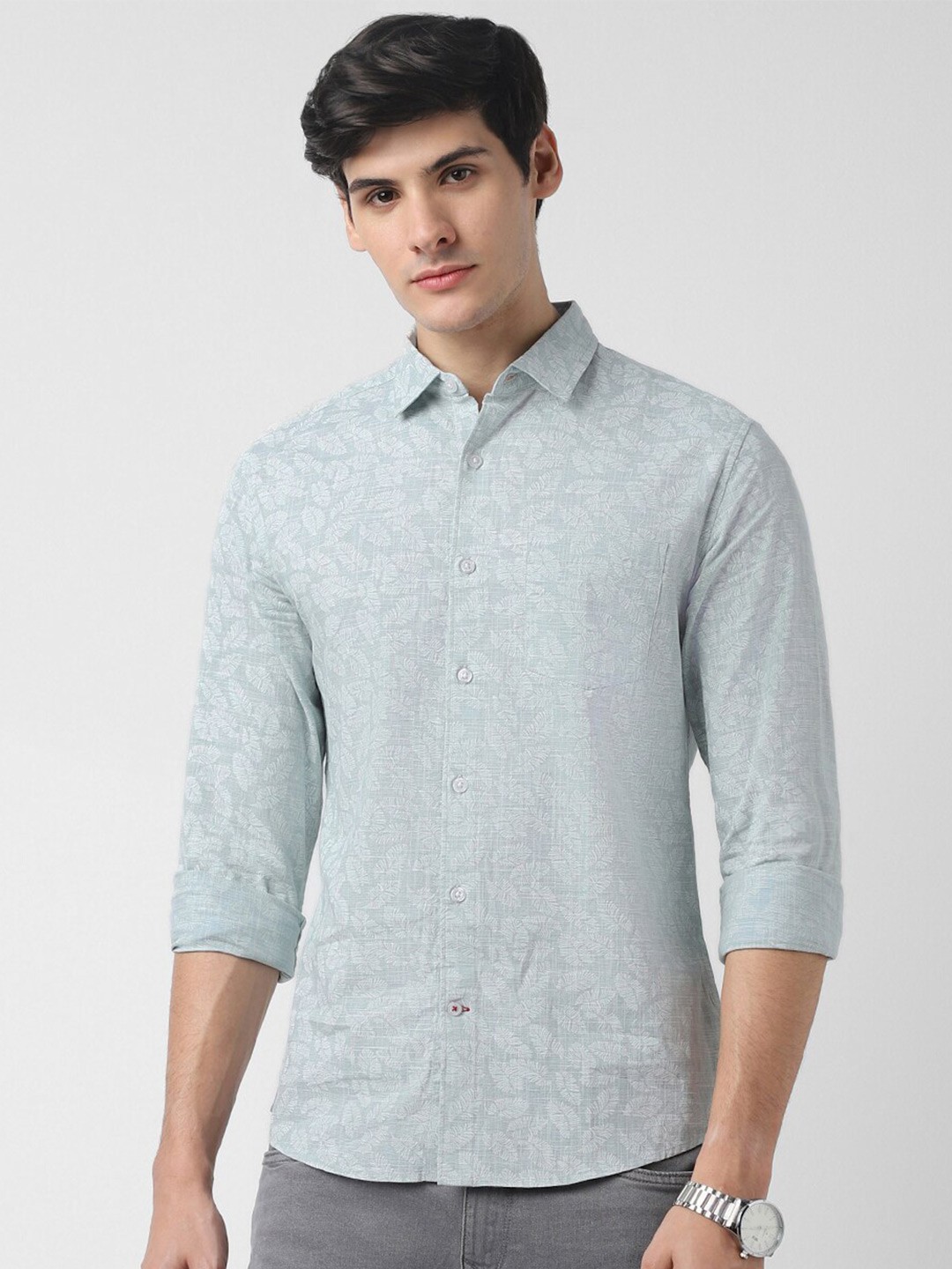 

VASTRADO Floral Printed Pure Cotton Casual Shirt, Green
