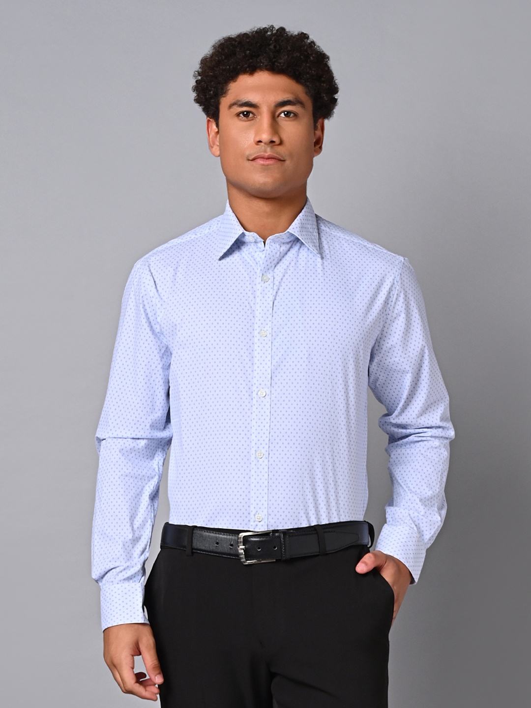 

Justin Whyte Classic Geometric Printed Pure Cotton Formal Shirt, Blue