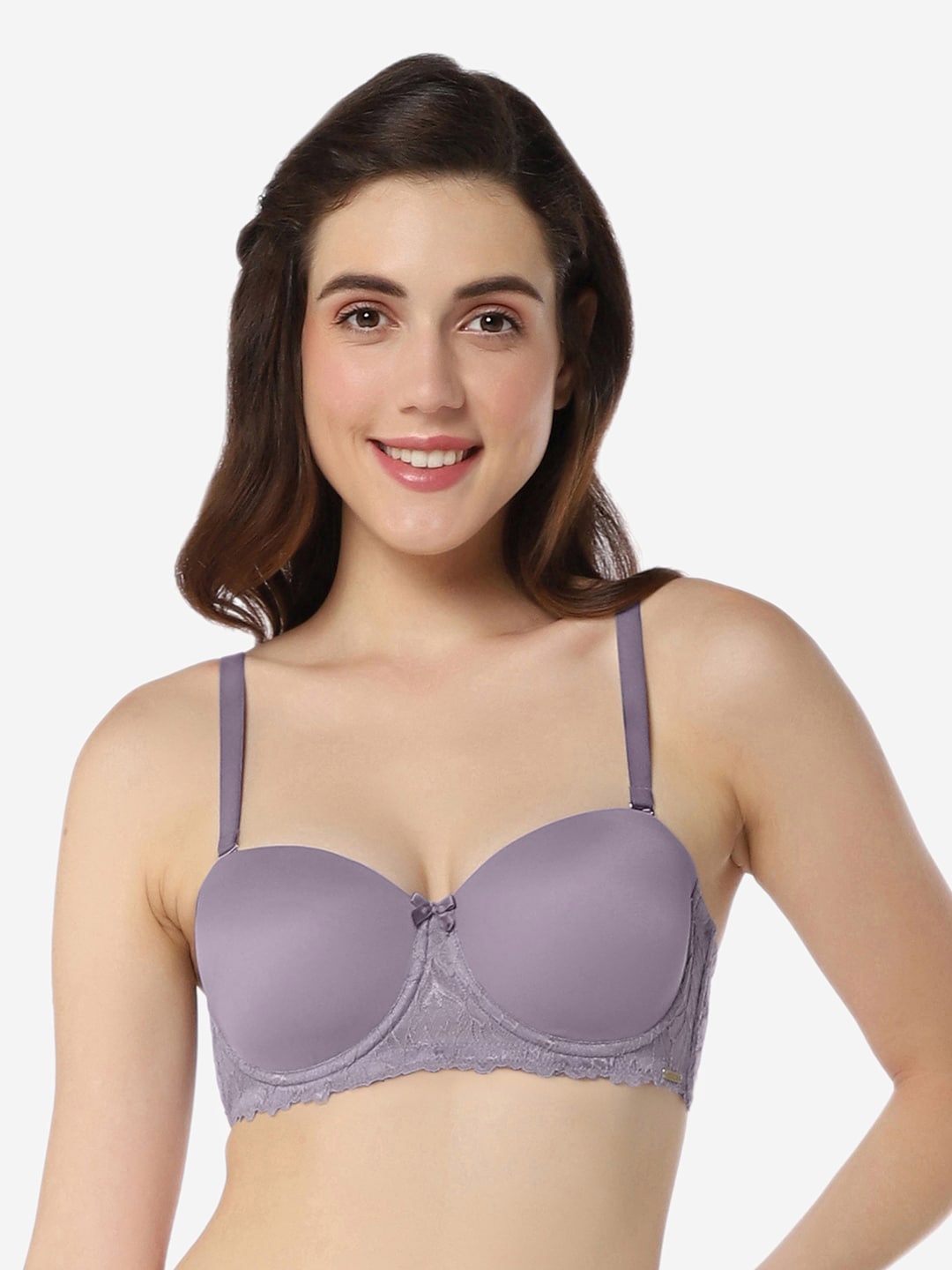 

Amante Floral Lace Half Coverage Lightly Padded Balconette Bra With All Day Comfort, Lavender