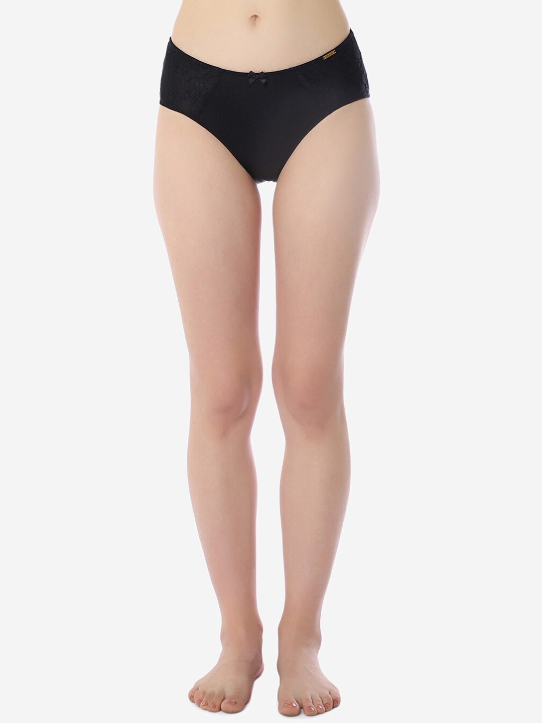 

Amante Luxe Floral Lace Breathable Mid-Rise Hipster Brief, Black