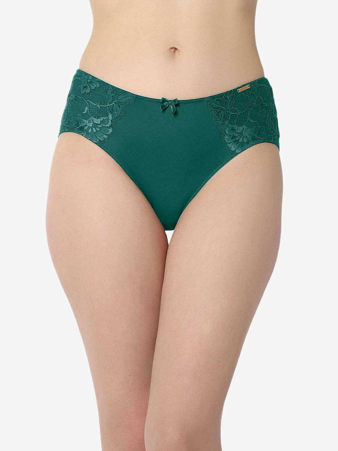

Amante Floral Lace Breathable Mid-Rise Hipster Brief, Green