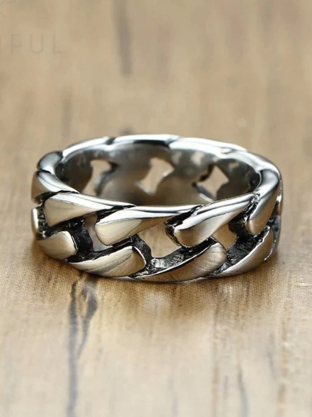 

SALTY Men Stainless Steel Fier Finger Ring, Silver