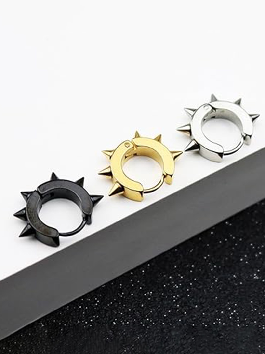 VIEN Men Set Of 5 Stainless Steel Circular Studs, Gold