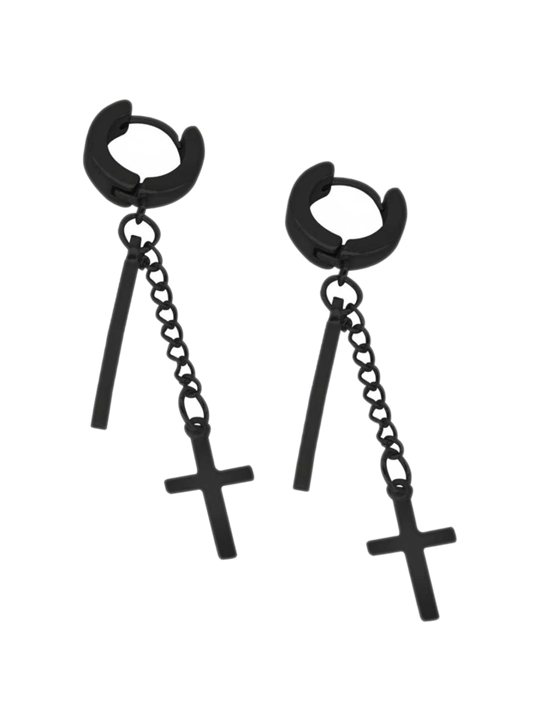 

VIEN Unisex Cross Hoop Earrings, Black