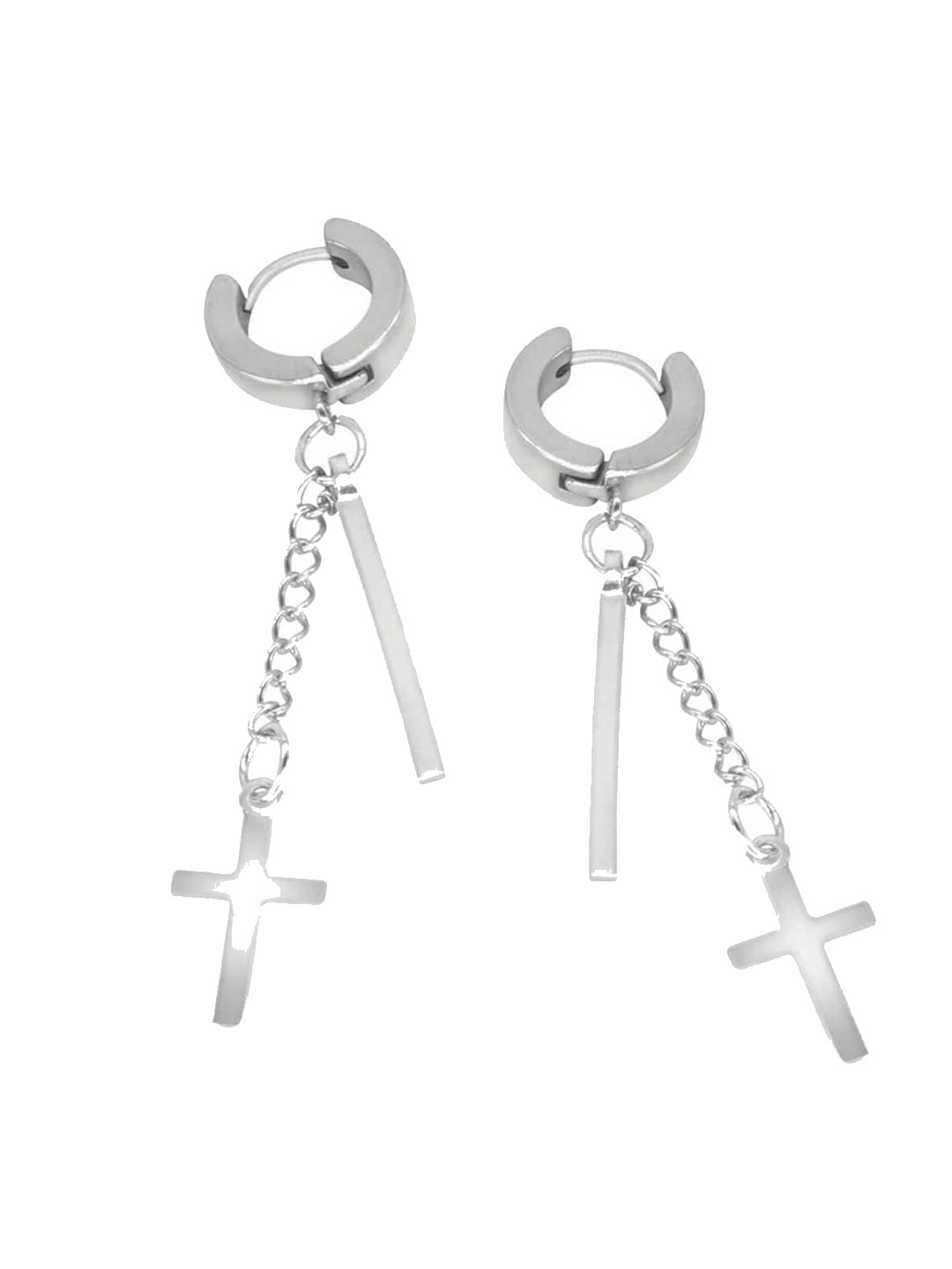 

VIEN Unisex Cross Hoop Earrings, Silver