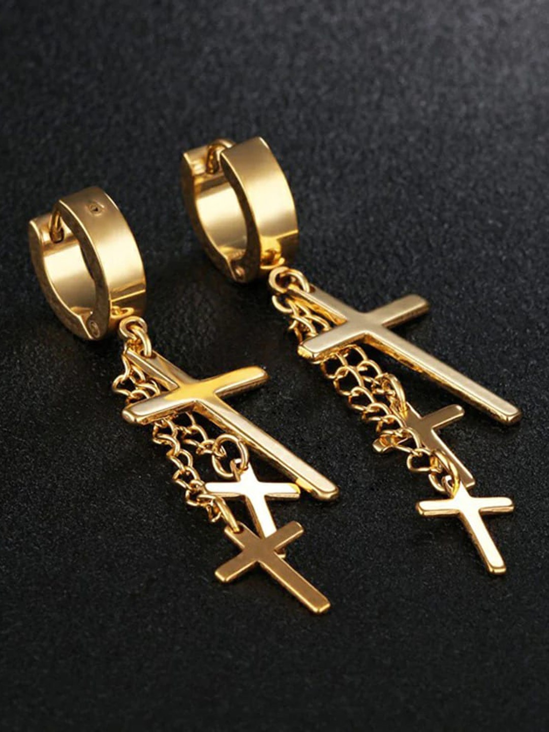 

VIEN Geometric Stainless Steel Drop Earrings, Gold