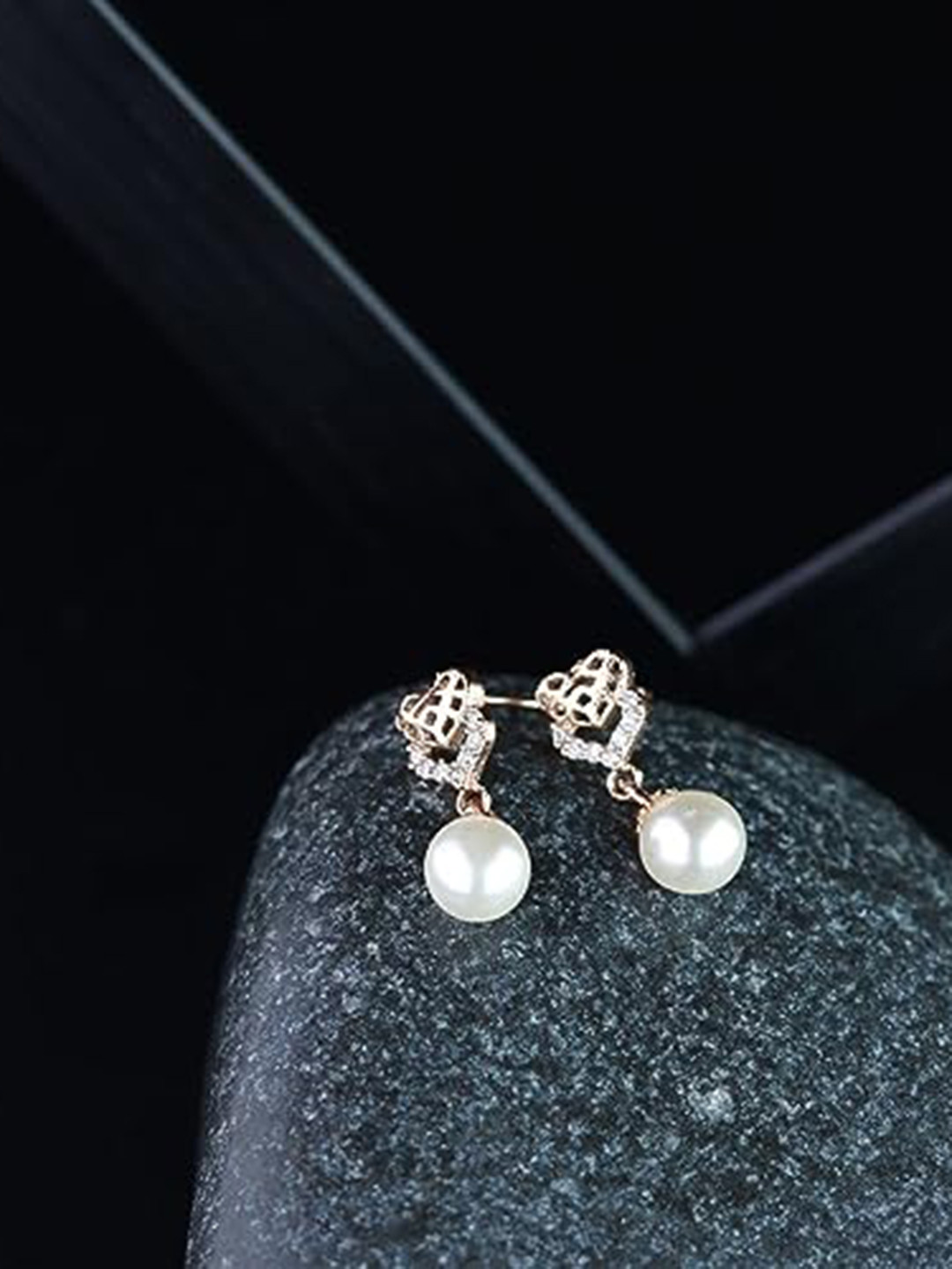 

I Jewels Rose Gold-Plated Artificial Stones Studded Contemporary Studs Earrings