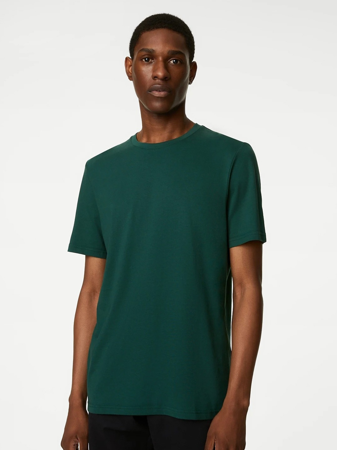 

Marks & Spencer Round Neck Short Sleeves Pure Cotton T-shirt, Green