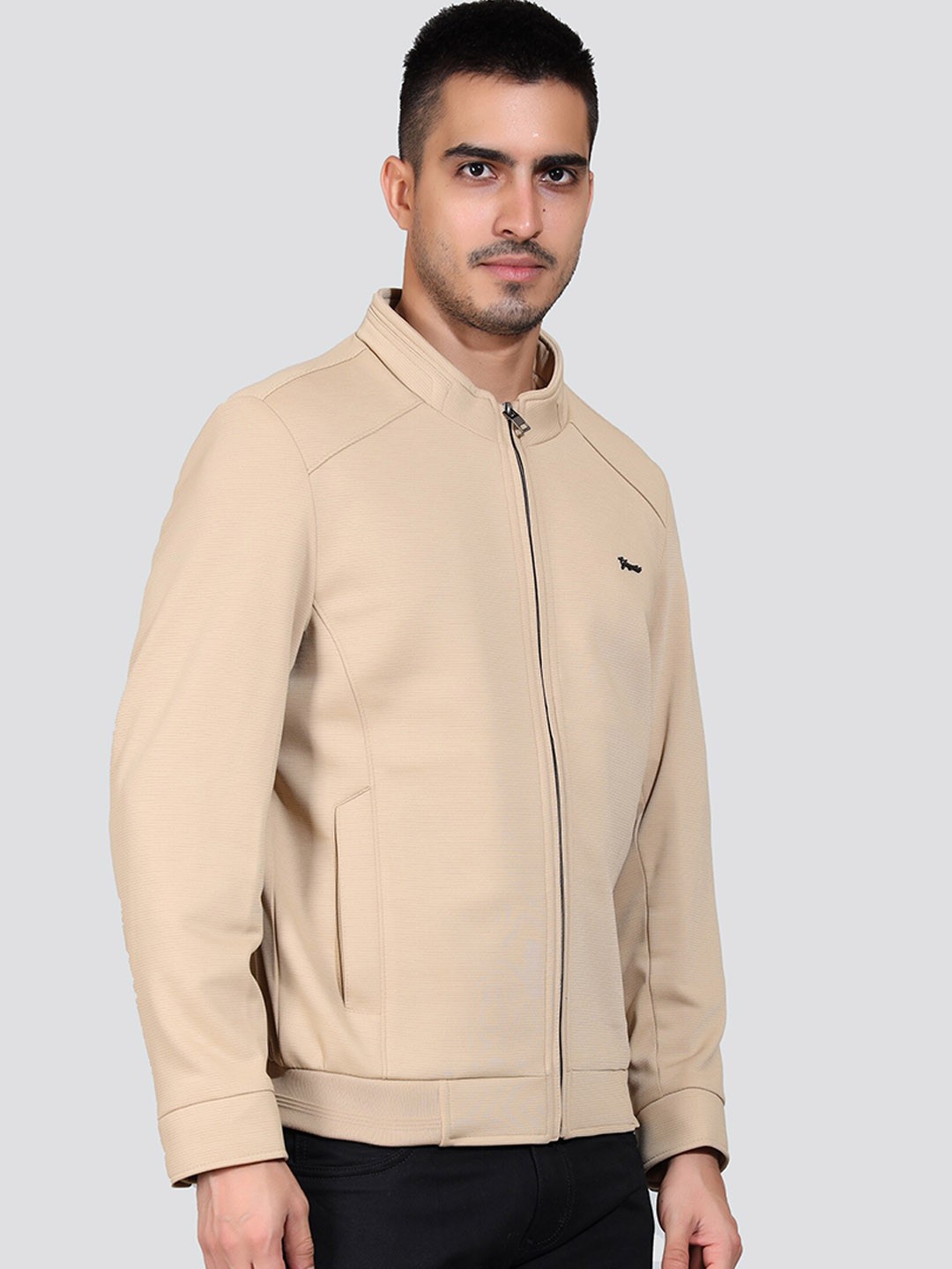 

YOUNG CLUB CLASSIC Mandarin Collar Lightweight Bomber Jacket, Beige
