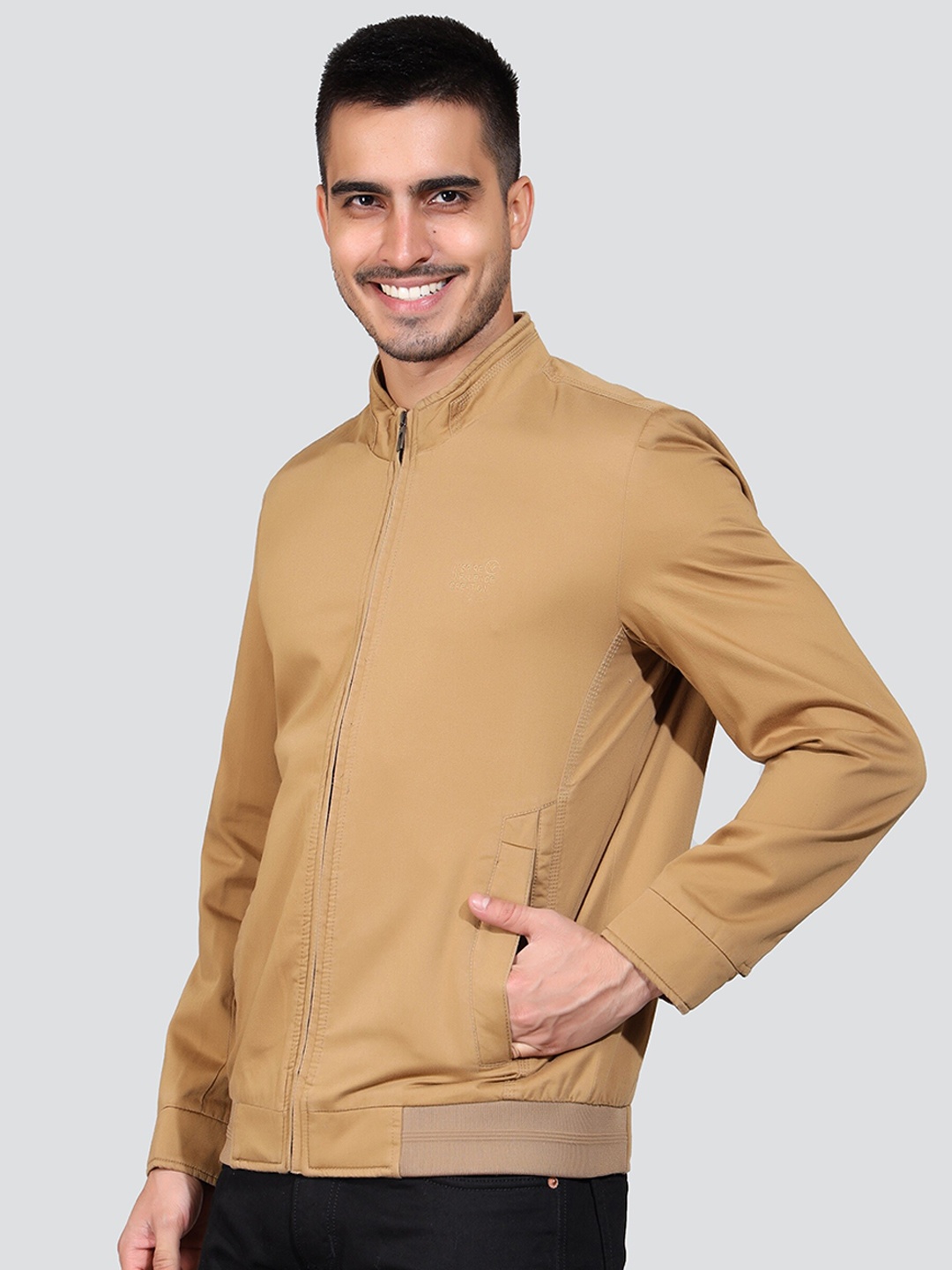 

YOUNG CLUB CLASSIC Mock Collar Long Sleeve Lightweight Bomber Jacket, Mustard